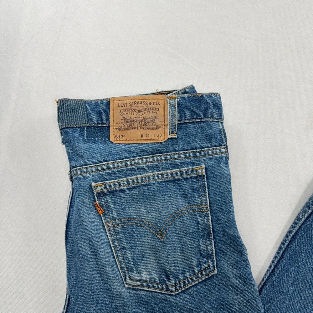 Levi's Jeans 517 Orange Tab Vintage 90s Made in USA Blue Denim Mens W34 L30